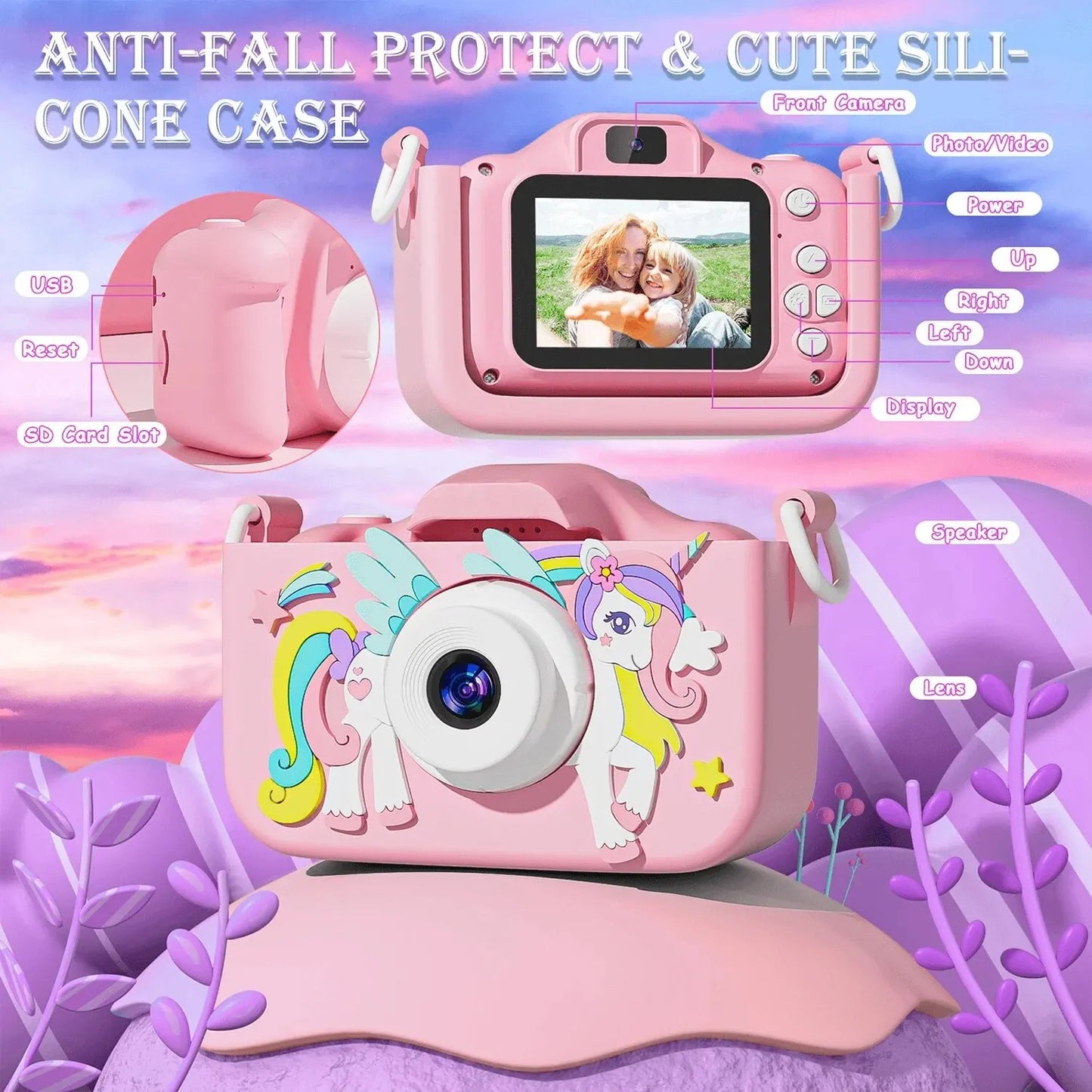 Children Camera 1080P HD Toddler Digital Video Camera 2.0-inch Kids Camera with Silicone Cases