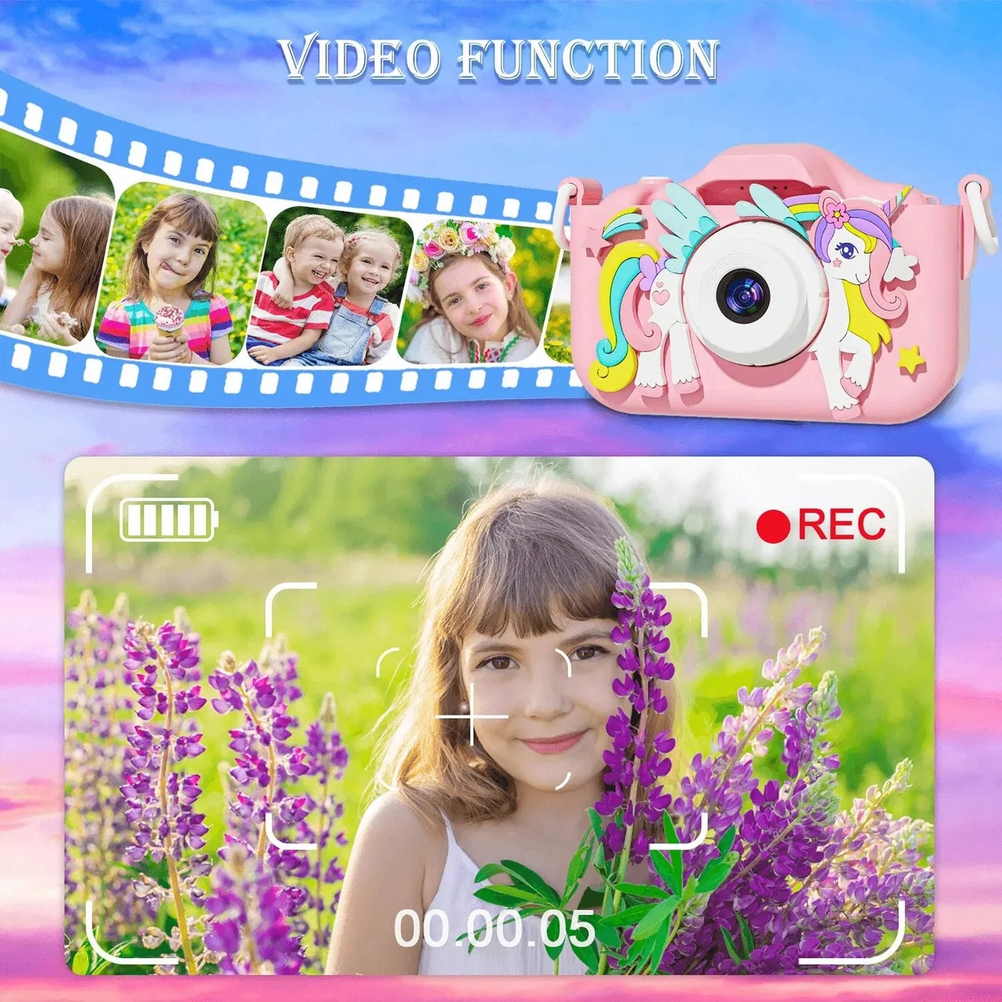 Children Camera 1080P HD Toddler Digital Video Camera 2.0-inch Kids Camera with Silicone Cases