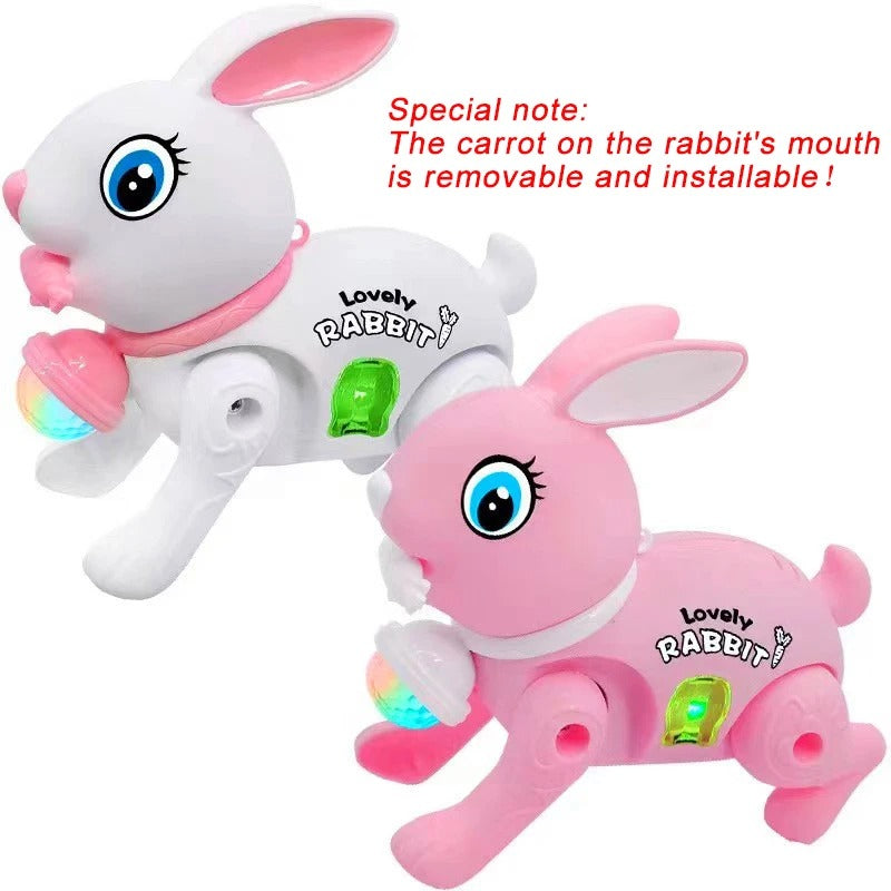 Electronic Walking Rabbit Toy Music Lovely Luminescent with Traction Rope Toys Crawling Toys