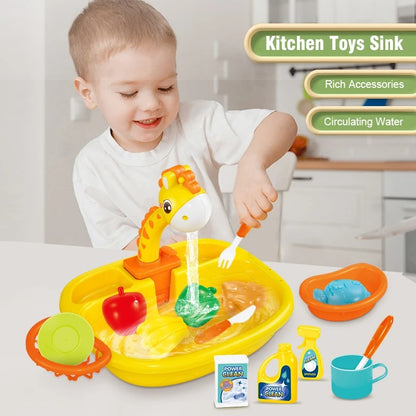 Pretend Play Children's Kitchen Wash Basin Sink