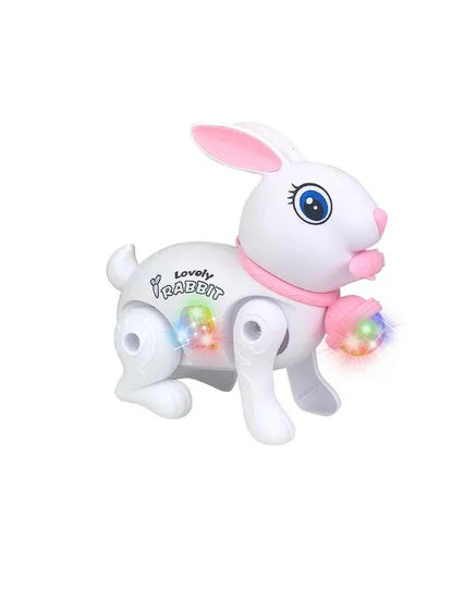 Electronic Walking Rabbit Toy Music Lovely Luminescent with Traction Rope Toys Crawling Toys